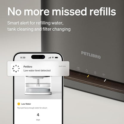 PETLIBRO Upgrade Cat Water Fountain, Cordless Cat Fountain Battery Operated, App Monitoring 3L/101oz Dockstream 2 Pet Water Fountain with Stainless Steel Tray, 5GHz WiFi Dog Water Bowl Dispenser