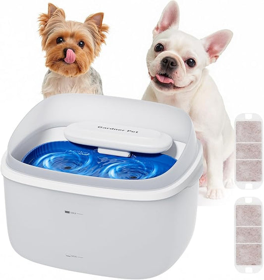 Gardner Pet 1 Gallon Pet Water Fountain, Vortex Dog Water Dispenser, Ultra Quiet Automatic Cat Fountain with Filter, Splash-Proof, Easy to Clean,Without Adapter(White)