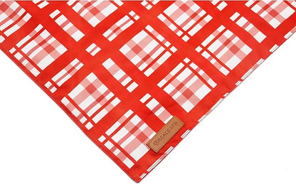 Realeaf Valentine's Day Dog Bandanas 2 Pack, Reversible Red Plaid Heart Dog Scarf for Boy and Girl, Premium Durable Fabric, Holiday Love Bandana for Large and Extra Large Dogs Pets (Large)