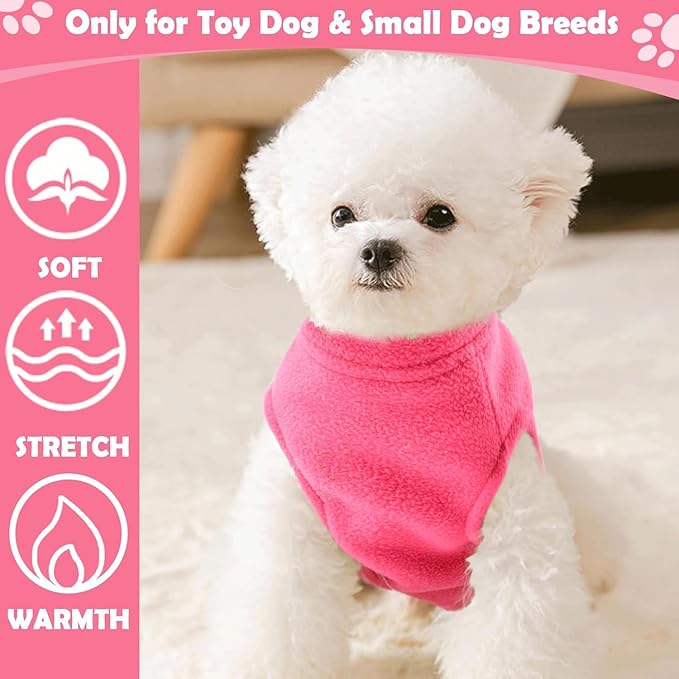 Dog Sweaters for Small Dogs Girl Fleece Vest Dog Sweater with Leash Hole Warm Pullover Puppy Jacket Small Doggy Sweater Female Winter Doggie Clothes Pink Teacup Puppy Outfit, M, Rose