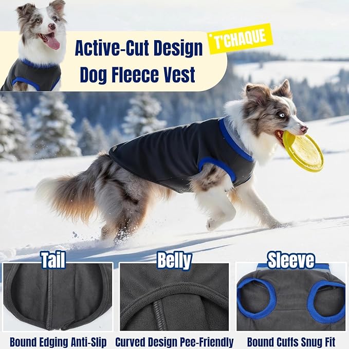Winter Warmth Turtleneck Fleece Vest Dog Clothes, Ultra-Soft & Snug-fit Coat for Large Dogs with Back-Zipper, Thermal Doggie Vests Coats with Reflective Strip, Pet Sweater Standard Poodle(Grey, XL)
