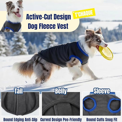 Winter Warm Classic Turtleneck Vest Fleece Dog Clothes, Lightweight Coat for Extra Large Dogs with Back-Zipper, Thermal Doggie Vests Coats with Reflective Strips for Mastiff, Saint Bernard (Grey, 3XL)