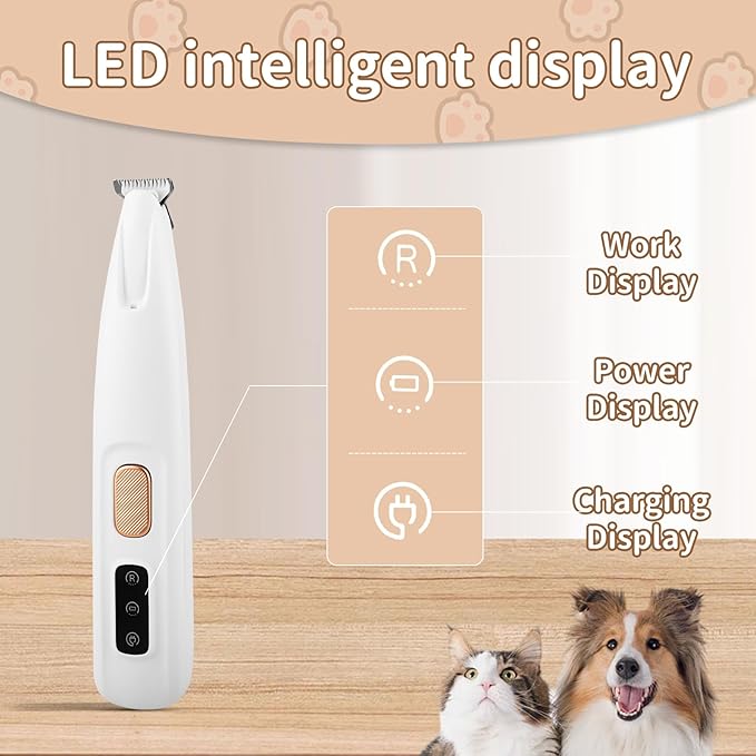 Upgraded Electric Dog Paw Trimmer, Paw Trimmers for Dog's Feet, Rechargeable Pet Shaver with LED Light, Low Noise Pet Hair Clippers for Paws Eyes Ears Face Rump