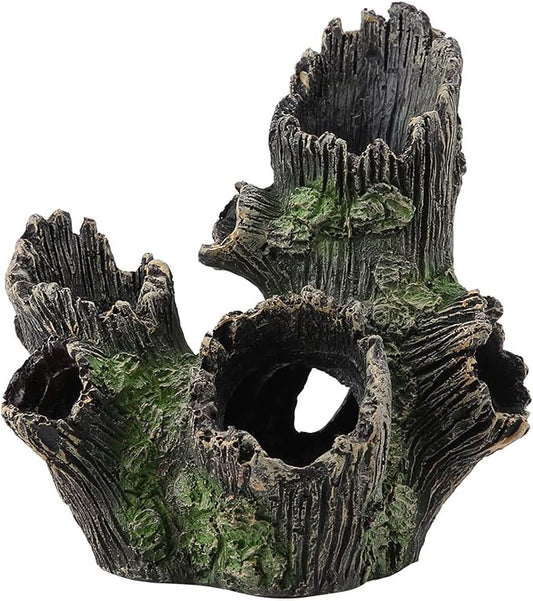 Tyenaza Aquarium Driftwood Decoration, Driftwood Resin Crafts Ornament for Aquarium Decoration Fish Tank Wood with Holes & Aquarium Caves Fish Tank Wood Decor(ST-004A)