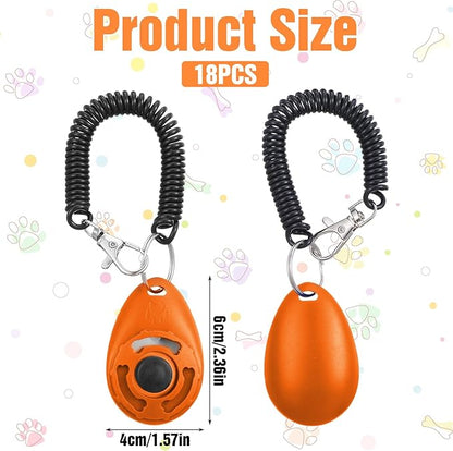 18 Pieces Dog Clicker for Training, Pet Training Clicker Set with Wrist Strap Clickers Trainer for Dogs Cats Puppy Birds Horses Behavioral Training (Multicolor)