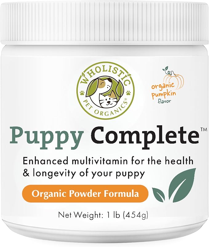 Wholistic Pet Organics Puppy Complete - Dog Multivitamin Powder - 1 Lb - Daily Dog Vitamins & Supplements for Homemade Food - Immune System, Skin, Coat & Overall Health - Small and Large Breed Puppies