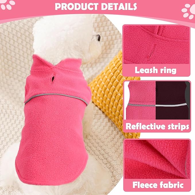 Dog Sweaters for Small Dogs Girl Fleece Vest Dog Sweater with Leash Hole Warm Pullover Puppy Jacket Small Doggy Sweater Female Winter Doggie Clothes Pink Teacup Puppy Outfit, M, Rose