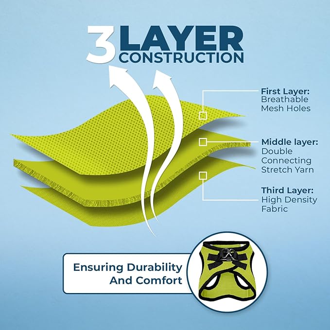 Voyager Step-in Air All Weather Mesh Harness and Reflective Dog 5 ft Leash Combo with Neoprene Handle, for Small, Medium and Large Breed Puppies by Best Pet Supplies - Lime/Black Trim, XX-Small