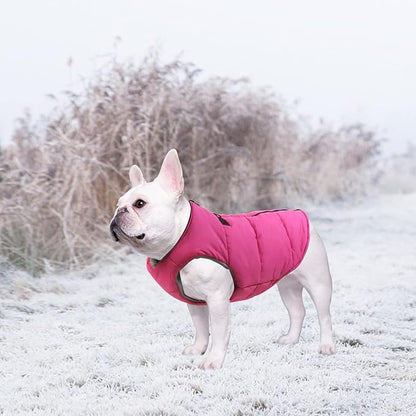 Geyecete Dog Bulldog Clothes Dog Cotton Padded Coat Thick Winter Warm Vest Waistcoat Cold Weather Jacket Clothing for French Bulldog Coat-Pink-S