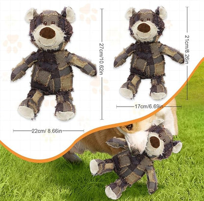 Dog Toys for Aggressive Chewers, Indestructible Robust Bear Toy, Durable Squeaky Toys for Heavy Chewers, Interactive Dog Toy Unbreakable Stuffed Plush for Small, Medium Sized Dogs (Blue, Large)