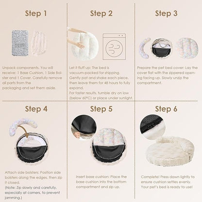 EHEYCIGA Large Dog Bed Sofa – Fluffy Faux Rabbit Fur Pet Couch for Medium and Large Dogs, Washable Removable Cover, Waterproof and Non-Slip, 36 Inch, Grey