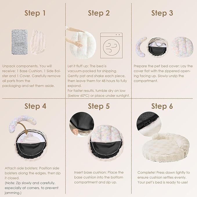 EHEYCIGA Small Dog Bed and Cat Couch - Fluffy Faux Rabbit Fur Pet Sofa with Washable Removable Cover, Waterproof and Non-Slip, 26 Inch, Pink