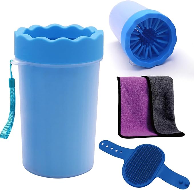 Dog Paw Cleaner,Paw Cleaner for Dog,Pets Foot wash Cup-Dog wash paw Cup-Pet Foot Cleaner for Small Medium Large Breed Dogs/Cats Pet Clean Paws Miracle Tool(with 1 Towel& 1Brush)