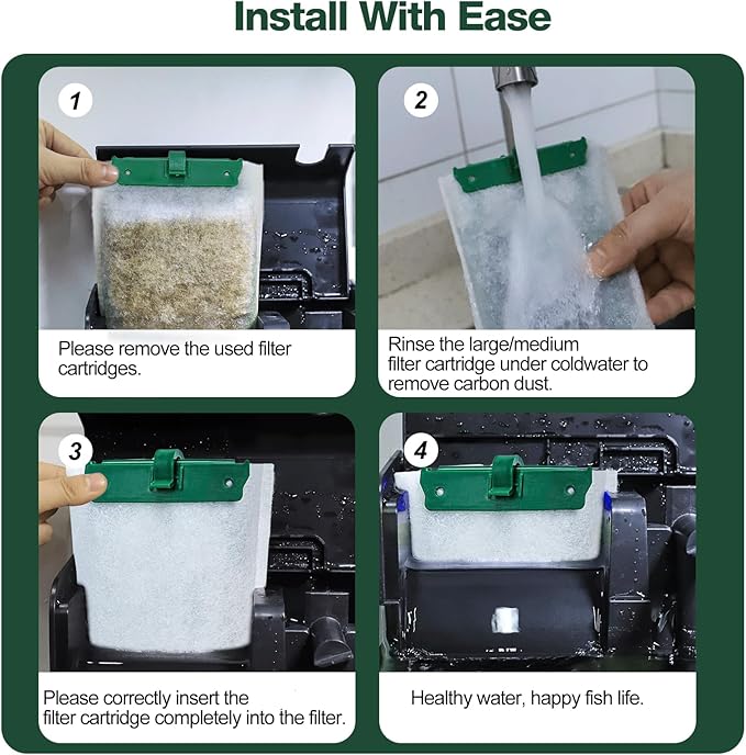 8 Count Medium Filter Cartridges Compatible with Tetra Whisper Bio-Bag Filters Medium Replacement Filter Cartridges for Whisper ReptoFilter and 10i IQ10 PF10 Power Filters -Ready to Use