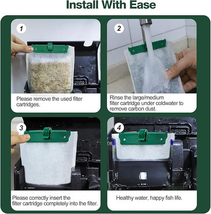 16-Count Medium Filter Cartridges Compatible with Tetra Whisper Bio-Bag Filters Medium Replacement Filter Cartridges for Whisper ReptoFilter and 10i IQ10 PF10 Power Filters -Ready to Use