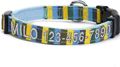 Pawtitas Personalized Dog Collar Small Dog Collar Embroider Name Phone Number Puppy Collar Adjustable Customized Collar for Small Dogs Breeds Multicolor Dog Collar