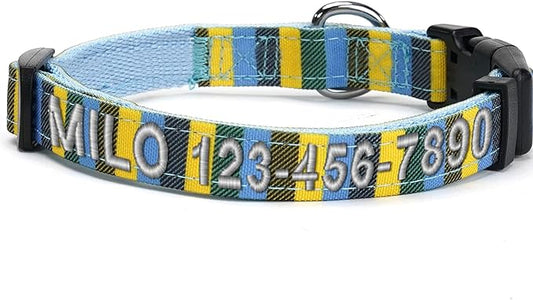 Pawtitas Personalized Dog Collar Small Dog Collar Embroider Name Phone Number Puppy Collar Adjustable Customized Collar for Small Dogs Breeds Multicolor Dog Collar