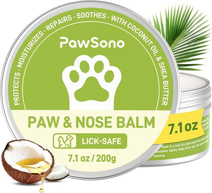 (7.1 oz / 200 g) Lick-Safe Dog Paw & Nose Balm with Coconut Oil | All-Natural Paw Cream & Wax for Dry, Cracked Pads & Snouts| Paw Moisturizer & Soother, Nose Butter for Bulldogs| Horse Hoof Care