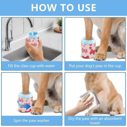 Dog Paw Cleaner Mudbuster Dog Foot Washer for Small Medium Large Dogs Cats Premium Pet Supplies Valentines Bows Hearts Pink