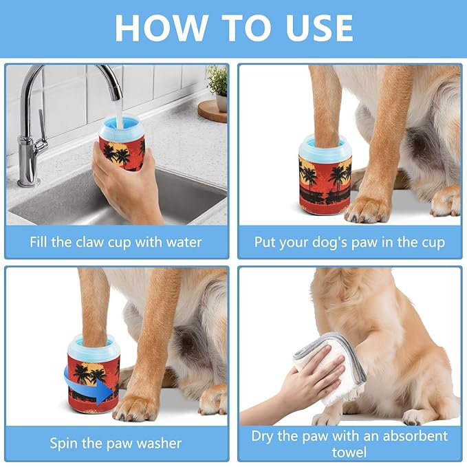 Dog Paw Cleaner Cups for Dogs Pets Foot Washer Paw Scrubber for Medium Small Cats Dogs Cleaning Cup Pop Art Palm