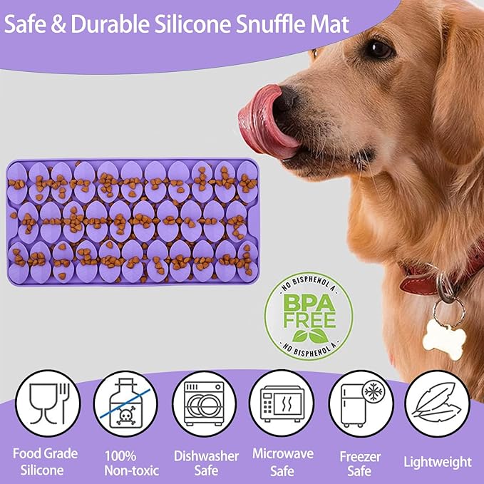 Drescu Medium Silicone Snuffle Mat for Dogs, Dog Lick Mat Slow Feeder for Slow Eating,Suction Cups Snuffle Mat for Dogs Large Breed Training Smell,Encourages Natural Foraging Skill,Sniffing