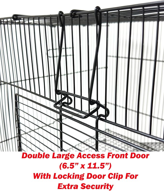 3-Level Foldable Ferret Chinchilla Sugar Glider Rats Animal Chewproof Metal Carrier Travel Cage Tight 3/8 Inch Wire Spacing Prevent Escape with Cross Shelves and Ladders Easy Clean Pull Out Tray
