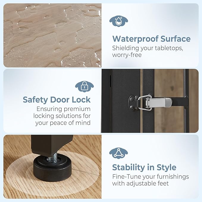 Lyromix 43'' Dog Crate Furniture with 3 Doors, XL Wooden Crate End Table, Heavy Duty Indoor Puppy Cage Kennel for Medium to Large Dogs, Multiple Units Can be Combined