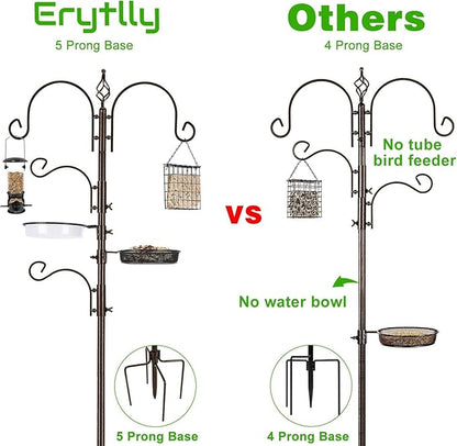 ERYTLLY Bird Feeding Station Kit Bird Feeder Pole Wild Bird Feeder Hanging Kit Planter Hanger Multi Feeder Hanging with Metal Suet Feeder Bird Bath for Attracting Wild Birds
