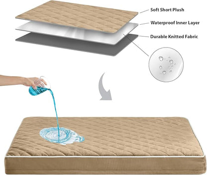 WNPETHOME Orthopedic XXL Dog Beds Large Sized Dog, Waterproof Extra Large Dogs Bed with Removable Washable Cover, Multi-Needle Quilting Dogs Crate Bed