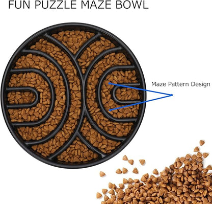 WHIPPY Slow Feeder Maze Dog Bowl - Anti-Choking, Anti-Slip Interactive Puzzle Feeder for Large Dogs, Black