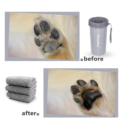 Dog Paw Cleaner for Large Dogs With 3 Towels & Bath Brush, Muddy Foot Washer for Pets