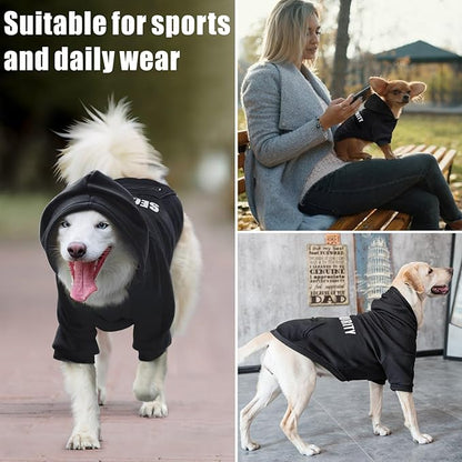 Dog Hoodie Security Glow-in-The-Dark Dog Sweater Sweatshirt Hooded Soft Brushed Fleece Winter Clothes with Dual Pocket Zip Puppy Hoodies for Small Medium Large Dogs Black M