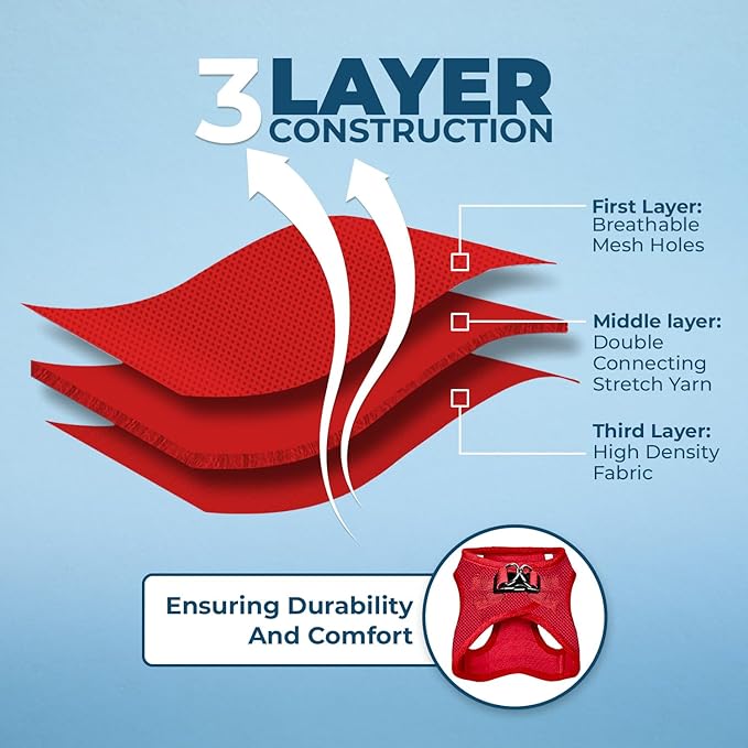 Voyager Step-in Air All Weather Mesh Harness and Reflective Dog 5 ft Leash Combo with Neoprene Handle, for Small, Medium and Large Breed Puppies by Best Pet Supplies - Harness Leash Set (Red), XS