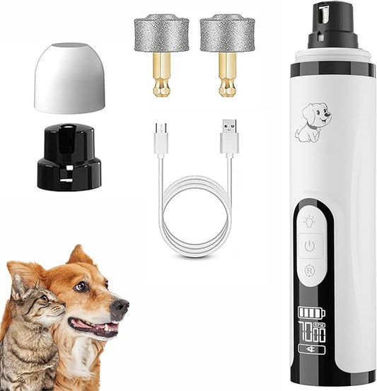 2025 Upgraded Silent Groom Pro Nail Grinder,3-Speed Dog Nail Trimmer with 2 Replacement Grinding Heads,Pet Paws Grooming Smoothing Tool for Cats and Dogs