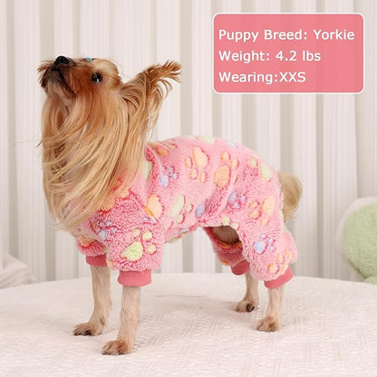 Dog Sweaters for Small Dogs Winter Pet Clothes Puppy Clothes Boy Girl Fleece Small Dog Pajamas Jumpsuits Doggie Outfits for Chihuahua Yorkie Cat Apparel