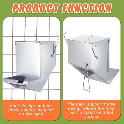 Maxcheck 4 Pcs Rabbit Feeder for Cages Small Animal Food Dispenser with Lid Metal Rabbit Feeders Outside for Guinea Pig(4.7 Inches,Silver)