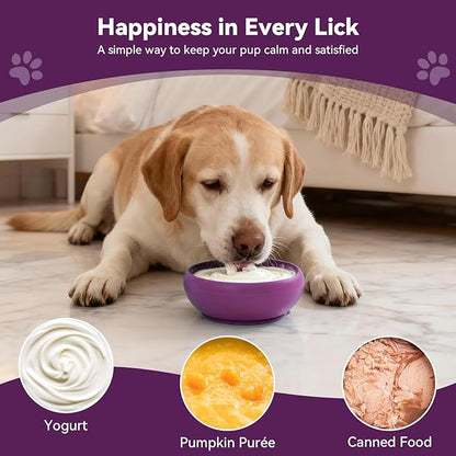 Dog Lick Bowl, BPA-Free Silicone Slow Feeder Lick Mat for Small and Medium Dogs, Non-Slip & Dishwasher Safe (Purple，L)