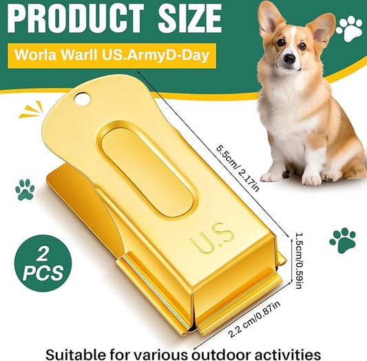 2 Pieces Brass Pet Training Clicker Signaling Cricket Clicker Metal Dog Clicker for Puppy Cats Trainer Pet Owners (Gold)