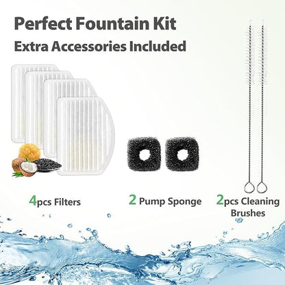 ORSDA Cat Water Fountain Stainless Steel, 3L Automatic Pet Drinking Fountain for Cats Inside, Dog Water Dispenser with Adjustable Water Flow and 6 Replacement Filters for Cats, Dogs