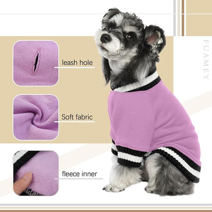 FUAMEY Dog Pullover Sweatshirt，Dog Winter Sweaters Warm Clothes Vest Thick Puppy Soft Pet Fleece Sweater Cute Doggie Boy Girl Outfit for Small Medium Dogs Lavender XS, X-Small(chest:15.3in)
