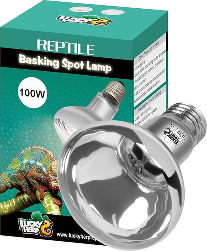 LUCKY HERP Heat Lamp Bulbs, UVA Intense Basking Spot Light Reptile Heat Lamp(Clear) 100W, Simulated Natural Sunlight Heat Lamp Bulbs for Reptile, Bearded Dragon, Amphibian, Turtle, Snake, Lizard
