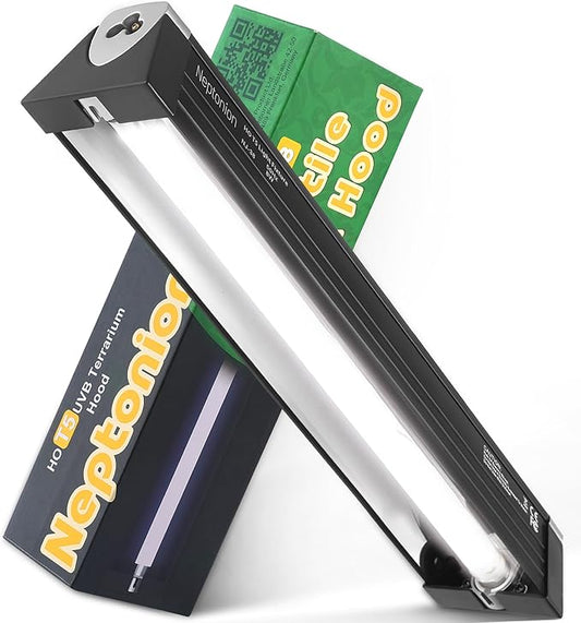 NEPTONION T5 Reptile UVB Light 22.7 Inches Fixture with UVB 5.0 Bulb High Output Hood for Terrariums, Basking Reptiles, Lizards, Chameleons, Iguanas, Bearded Dragons, 14W
