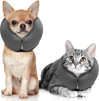 MIDOG Dog Cone - Inflatable Soft Donut Collar Alternative for Dogs After Surgery, Protective Recovery Collar Prevents Licking, Comfortable E-Collar Alternative for Small Medium Large Dogs (Gray,XS)
