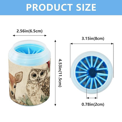 Dog Paw Cleaner Mudbuster Dog Foot Washer for Small Medium Large Dogs Cats Premium Pet Supplies Christmas Deer Owl Pinecorns Beige
