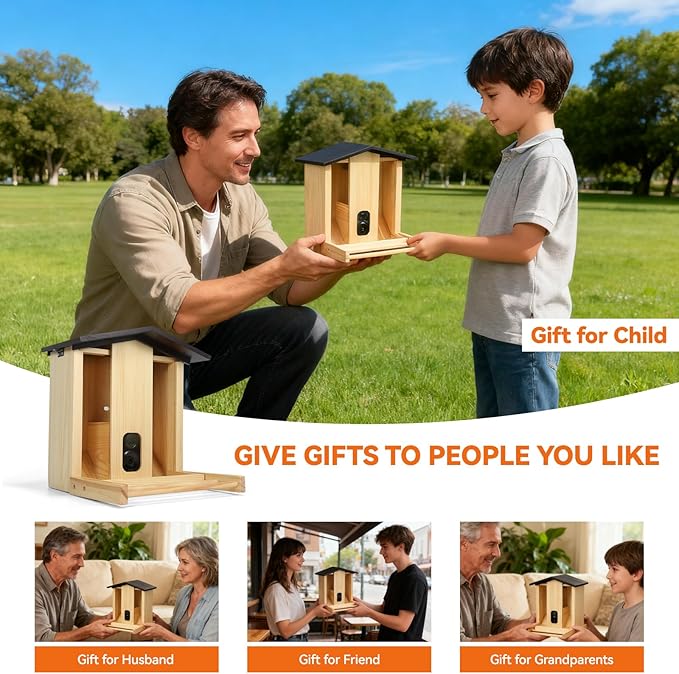 Intoo Lifes Smart Bird Feeder with Camera Solar Powered for Outdoors - 2.5K HD Wireless Birds Watching Camera, AI Identify Species,Auto Capture Birds Videos.Ideal Gift for Christmas，Bird Lover，Mom