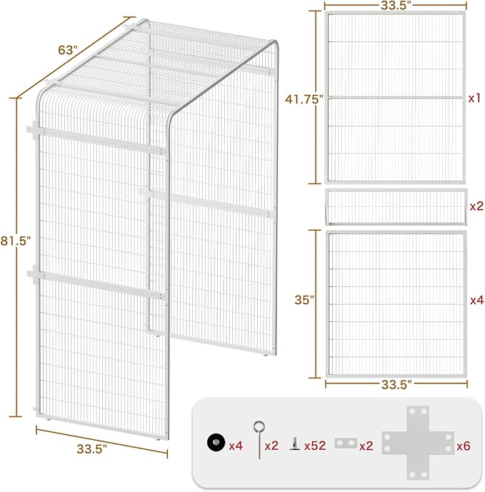 wonline 10FT Extra Large Bird Cage for Parakeets Outdoor Bird Aviary Parrot Cage with Perch, Walk-in Heavy Duty Birdcage for Macaws Canaries Parrots Budgie Lovebirds, White