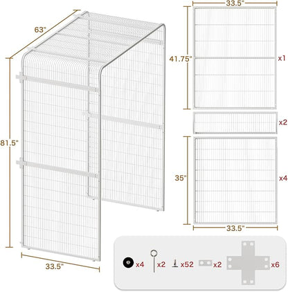 wonline 10FT Extra Large Bird Cage for Parakeets Outdoor Bird Aviary Parrot Cage with Perch, Walk-in Heavy Duty Birdcage for Macaws Canaries Parrots Budgie Lovebirds, White