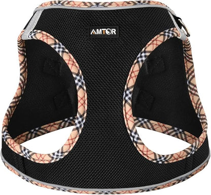 AMTOR Small Dog Harness with Leash Set, No Escape Easy Walk Puppy Harnesses for Training Walking, Step-in Reflective Soft Dogs Vest for XS S Medium Extra-Small Large Sized Dog(BlackYellow,M)