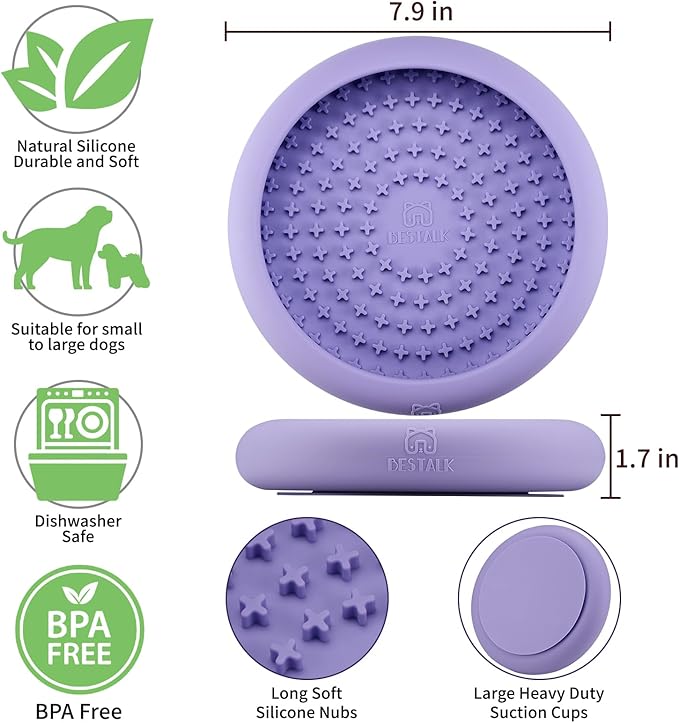Dog Lick Bowl, Bestalk Anxiety Relief Slow Feeder Dog Lick Mat Treat Dispenser, Non-Slip Dogs Licking Bowl Enrichment Toys, BPA Free Silicone, Dishwasher Safe