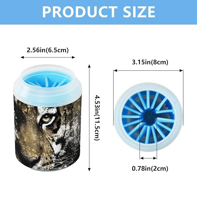 Dog Paw Cleaner Washer Cup Fancy Animal Print for Muddy Pet Foot 1 Pack